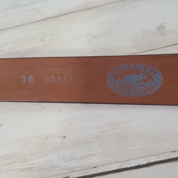 Duluth Trading Company Mens Leather Fabric Belt Brass Buckle Classic Quality 36 - Picture 4 of 8